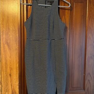 Banana Republic Black and White Striped Sleeveless Midi Dress